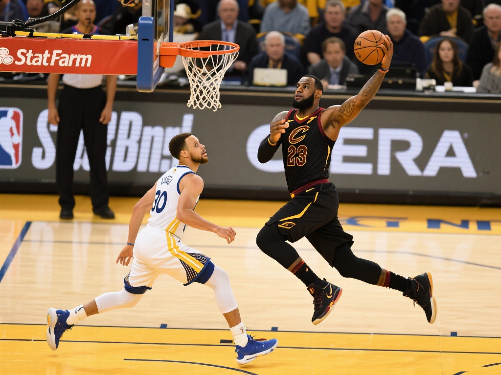 传奇对决 詹姆斯突破库里转身得分 让我们聚焦到那一次令人难忘的进攻——詹姆